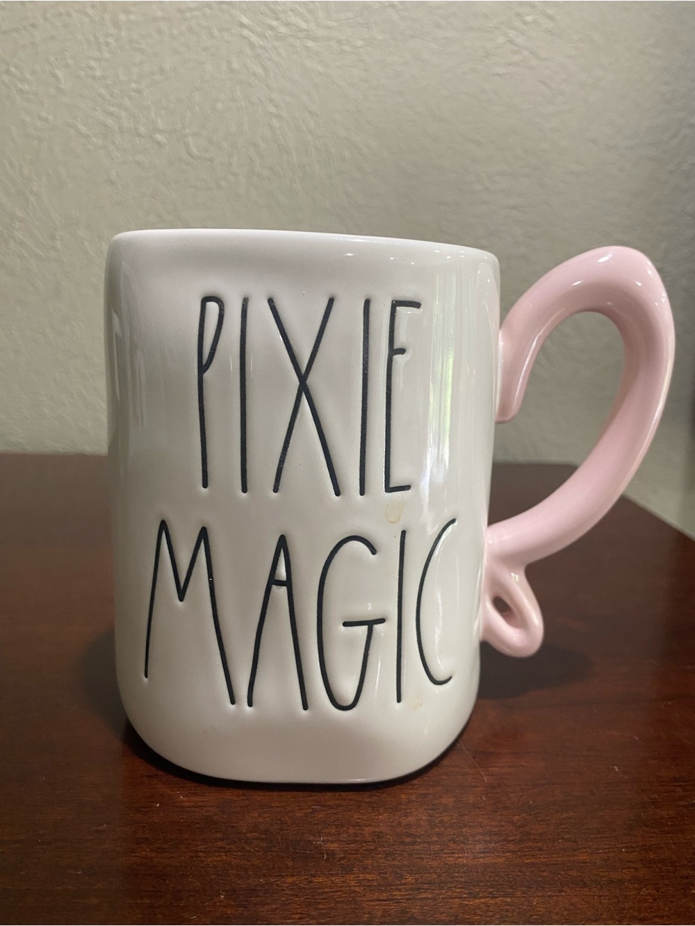 Rae Dunn, Tinker-bell,  PIXIE MAGIC Ceramic Mug with Pink Handle